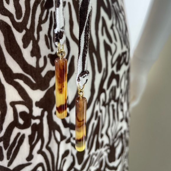Lilly PULITZER White Brown Angel Maxi Halter Dress Sz S Zebra Animal Print Beach - Picture 6 of 16